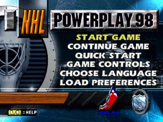 NHL Powerplay 98 title screen for Playstation
